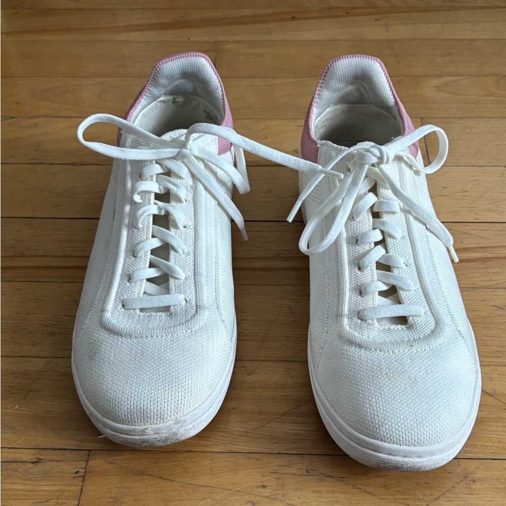 Women's White and Pink Sneakers